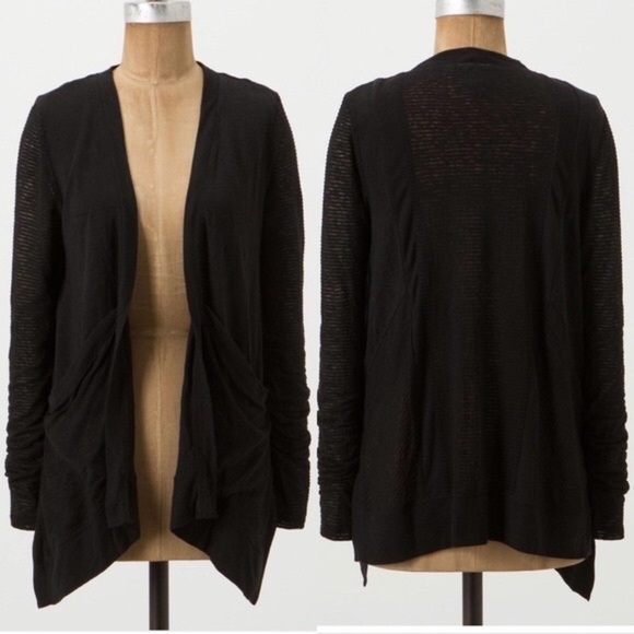 Anthropologie Vanessa Virginia Black Cavern Open Front Cardigan Casual Small - Picture 1 of 11